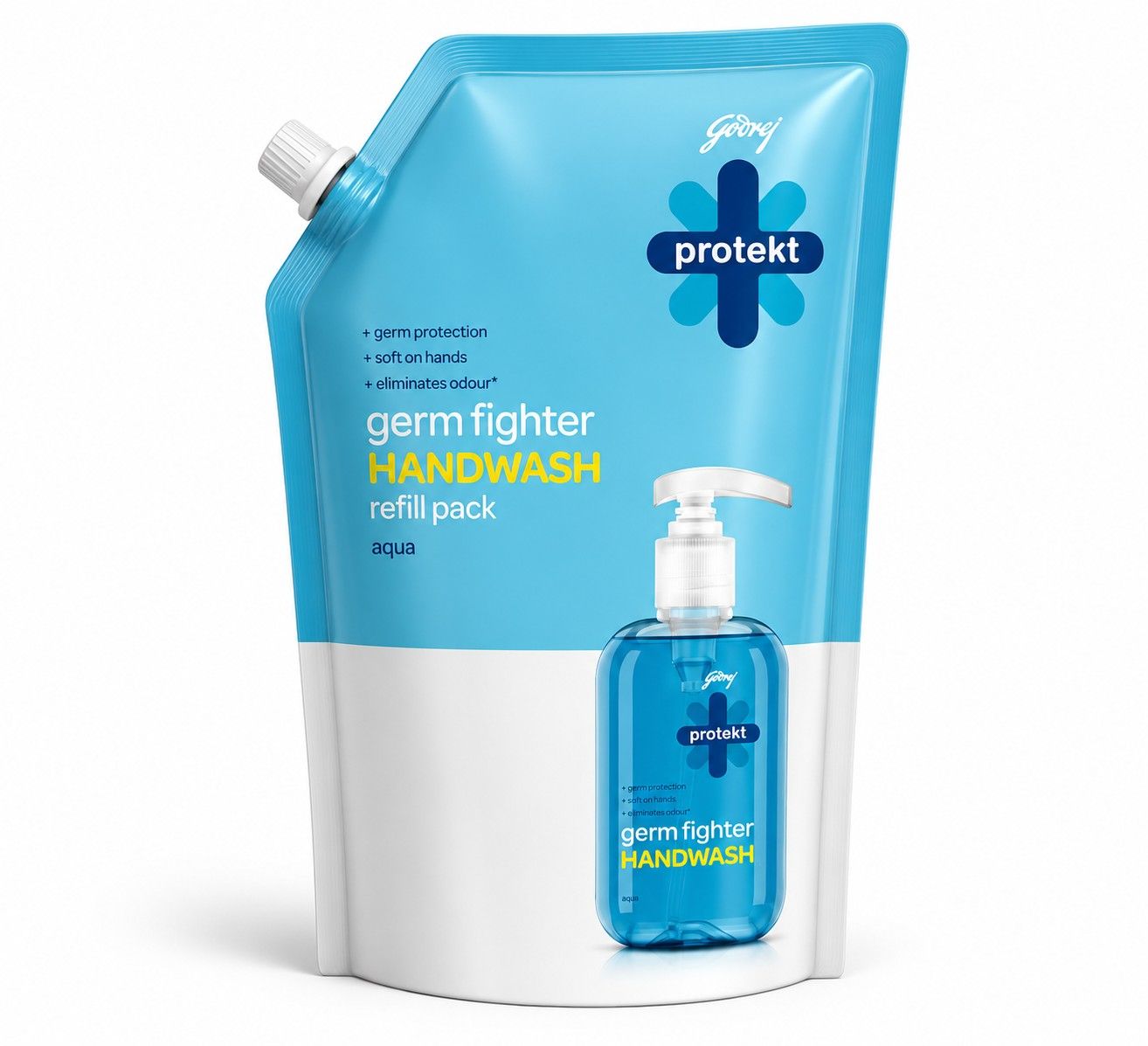 Godrej Protekt Germ Fighter Handwash Refill Pack |aqua | Germ Protection & Soft on Hands - 725ml
