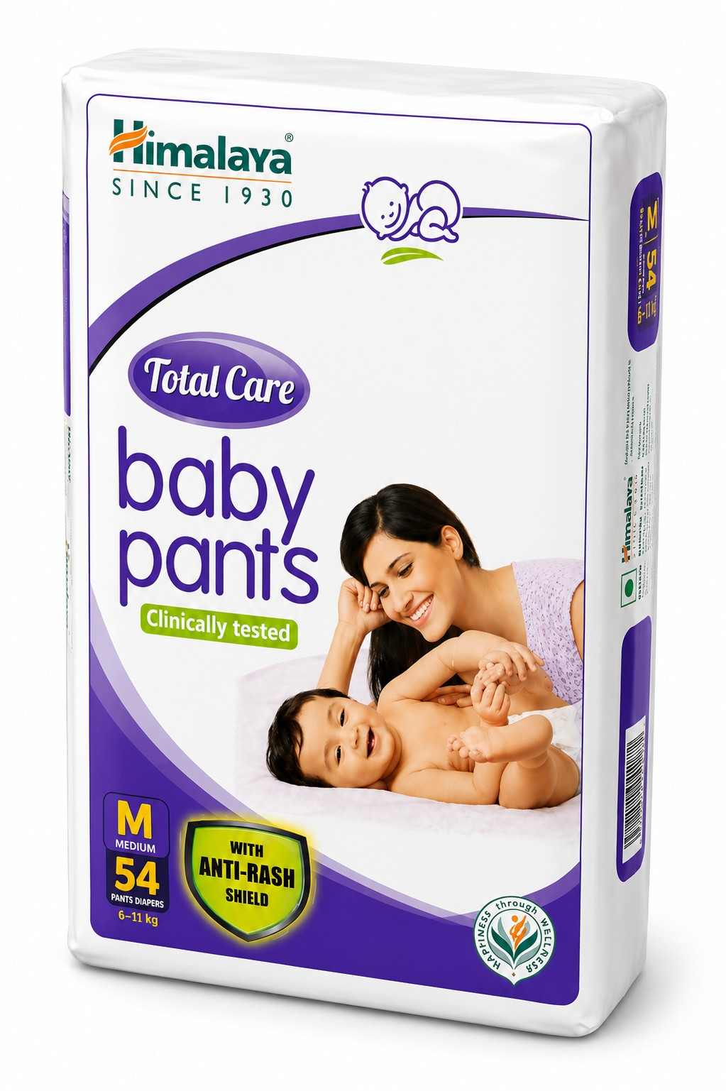 Himalaya Total Care Baby Pants Diaper | Size M (Medium) 54 Count | Pack of 1