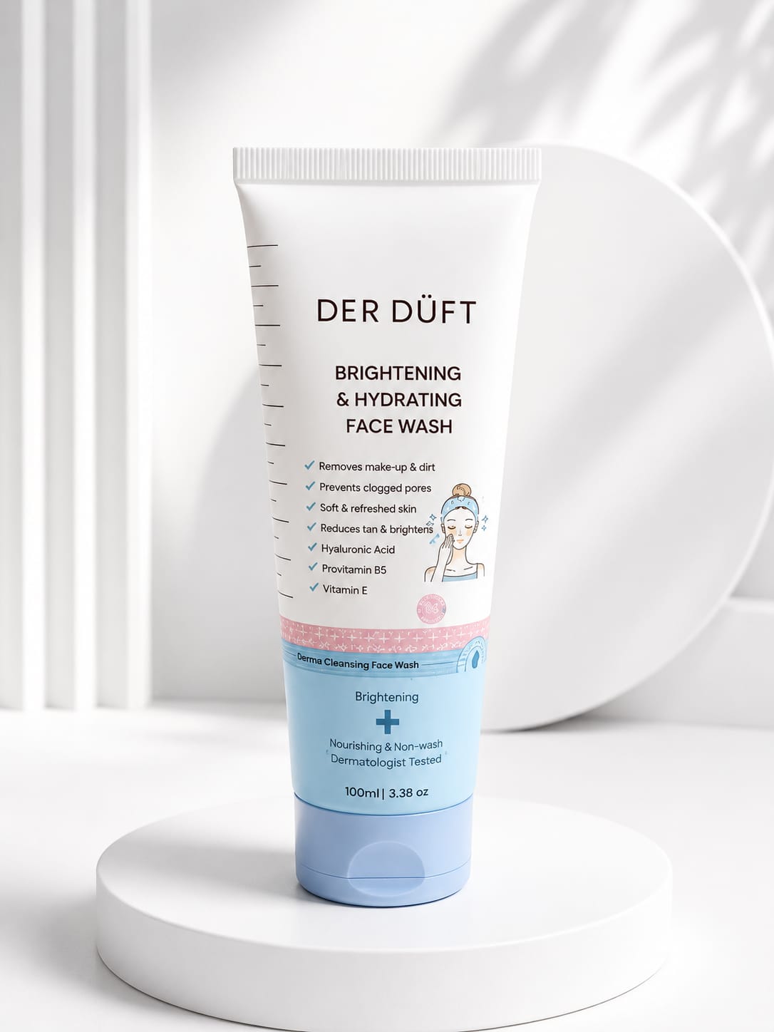 DER DÜFT Brightening & Hydrating Face Wash 100ml for Glowing, Soft & Refreshed Skin |