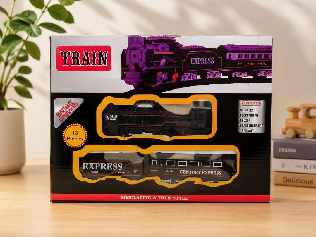 Century Express 13-Piece Battery Operated Toy Train Set for Kids – Vintage Locomotive Steam Engine