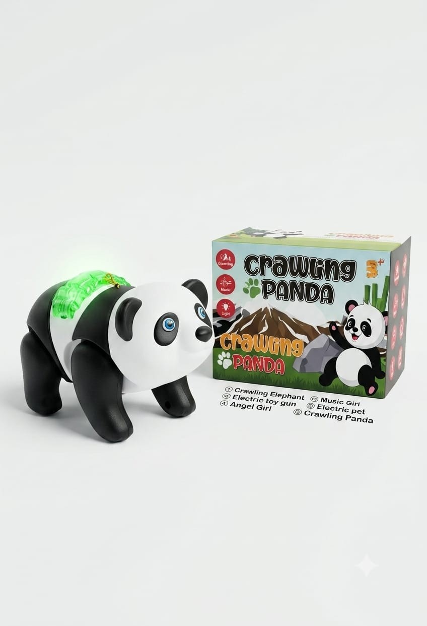 Walking Panda with 3D LED Lights & Music, Pull-Along Bump and Go Toy for Babies & Kids 1-3 Years