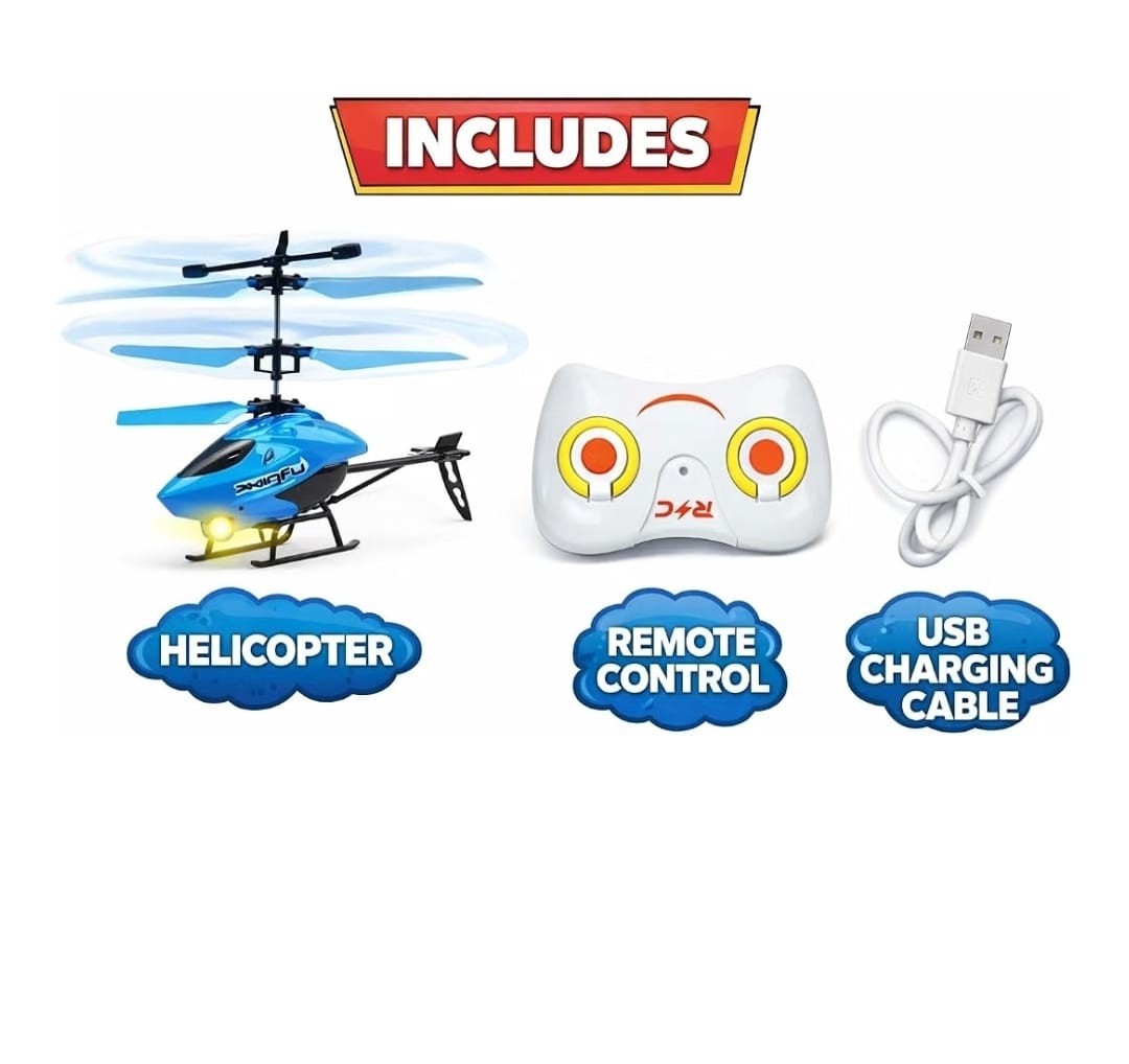 EXCEES Remote Control Helicopter , USB Rechargeable, Blue, Indoor Flying Toy for Kids Ages 8+