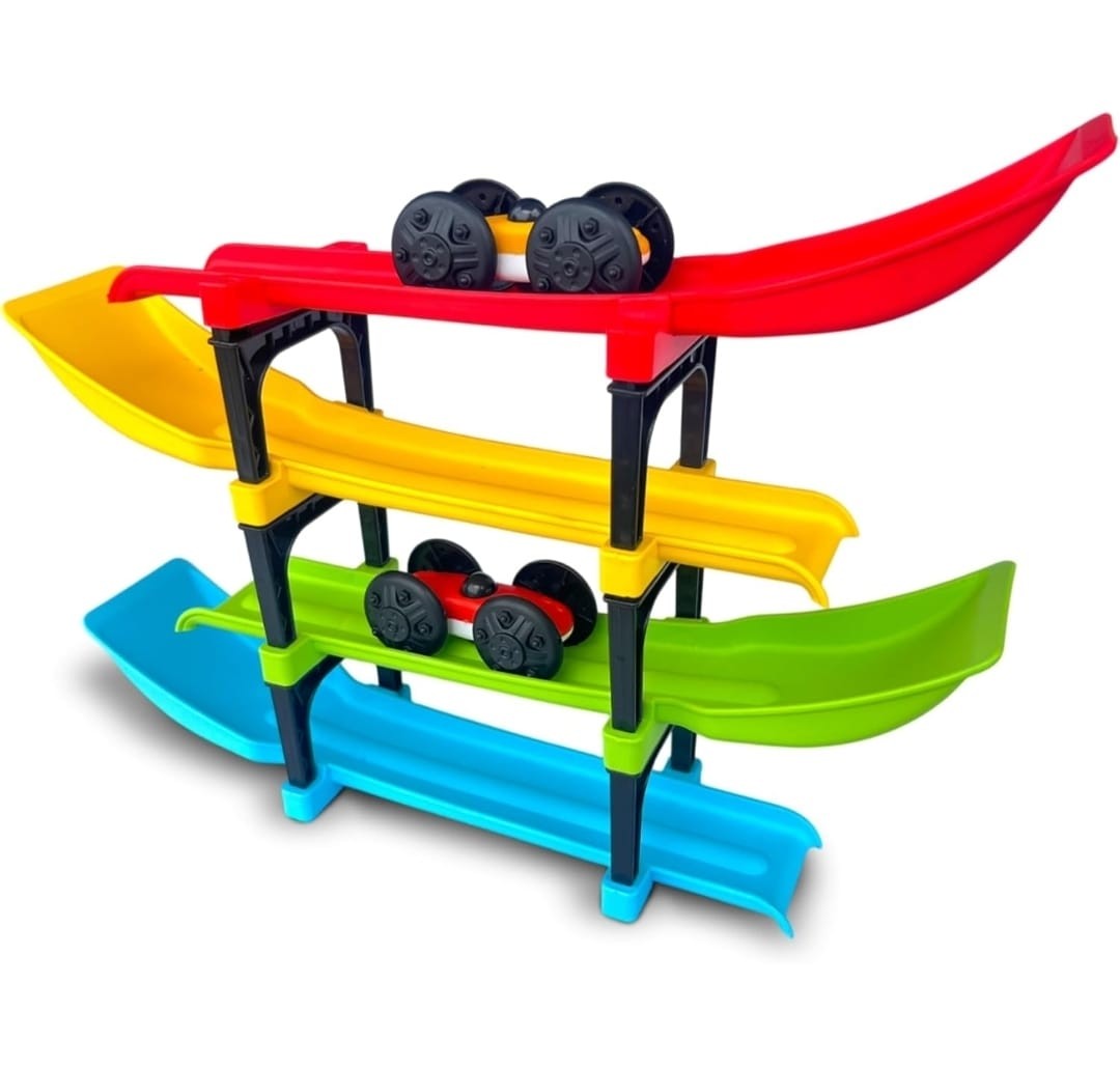 4 Level Car Ramp Racer Toy with Mini Cars | Bridge Rolling Loop Race Track Toy