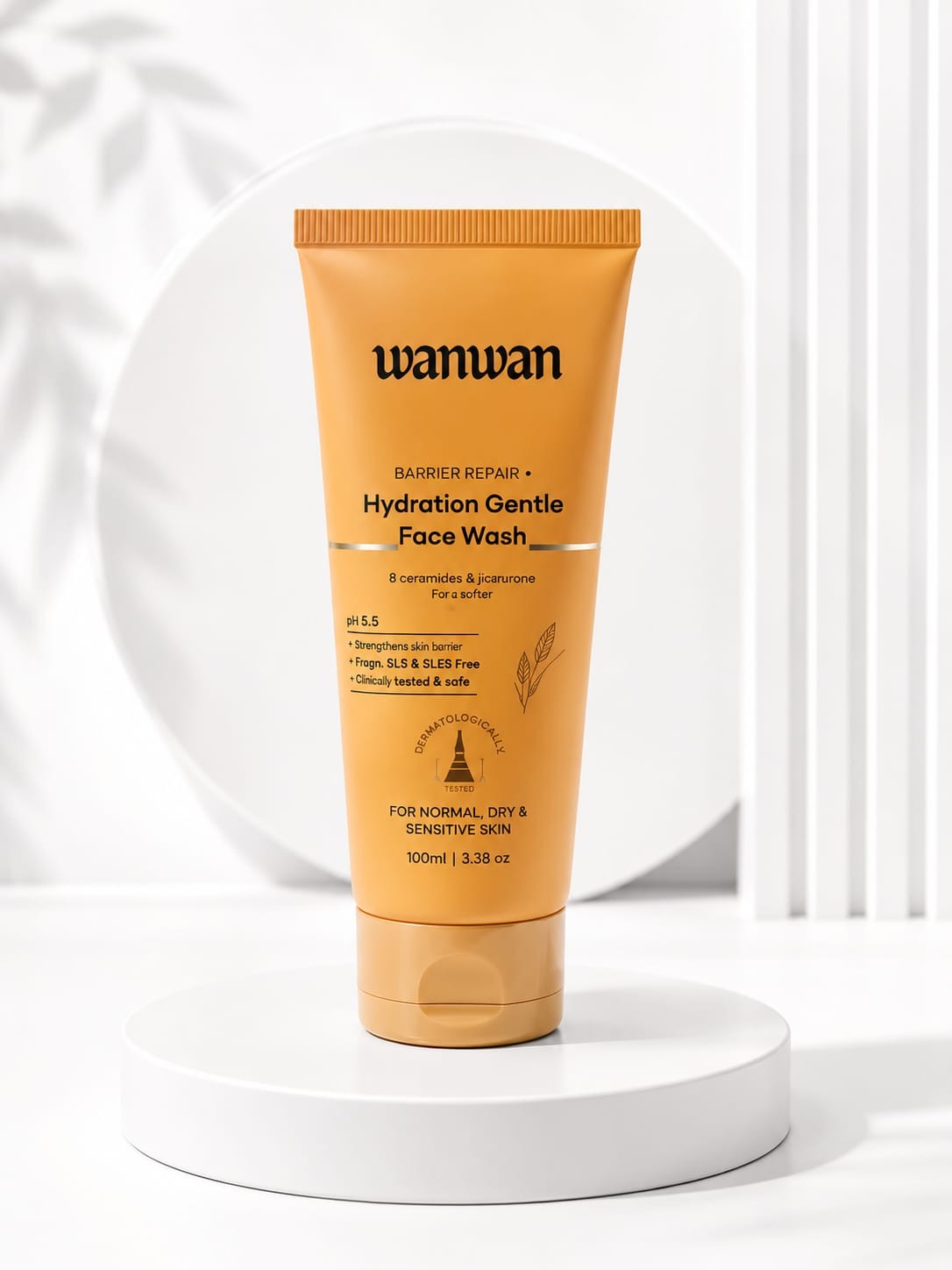 Wanwan Gentle Face Wash for Normal, Dry & Sensitive Skin, Ceramide & Hyaluronic Acid, 100ml