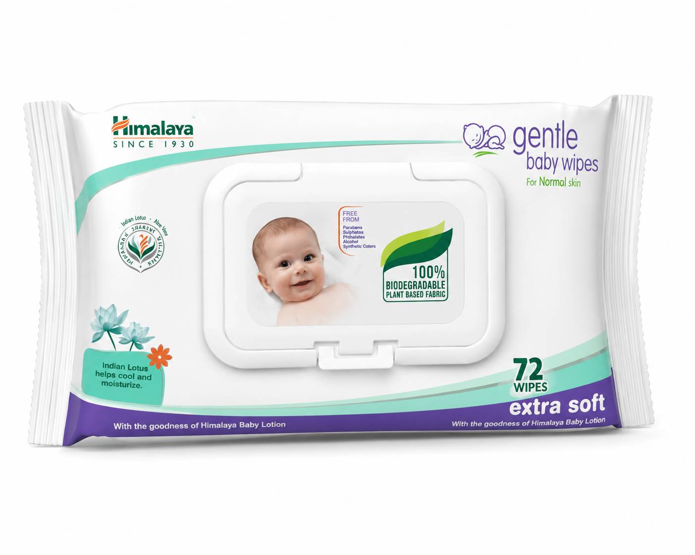 Himalaya Gentle Baby Wipes | 100% Biodegradable Plant-based fabric 72 Wipes X Pack of 2