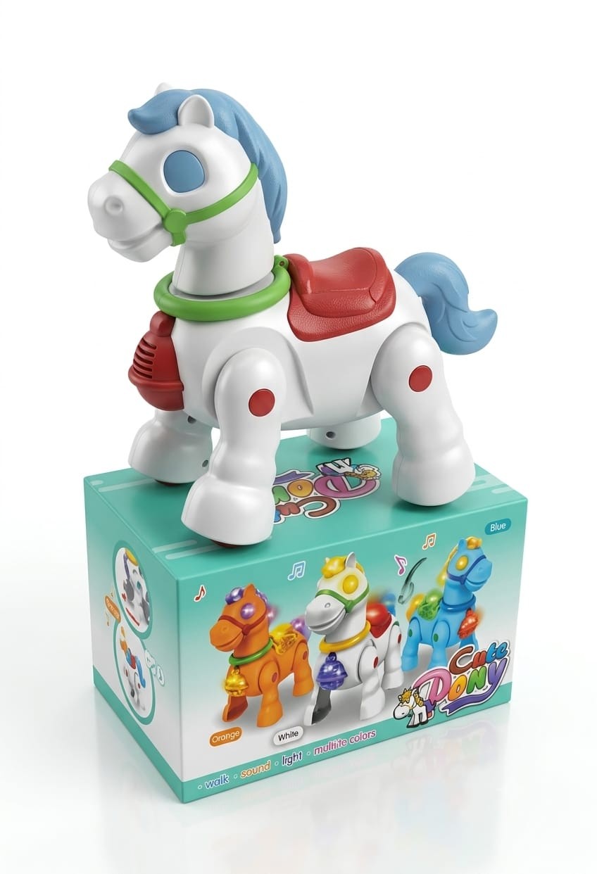 PamPam Battery Operated Dancing Horse Toy for Kids with Music, Orange