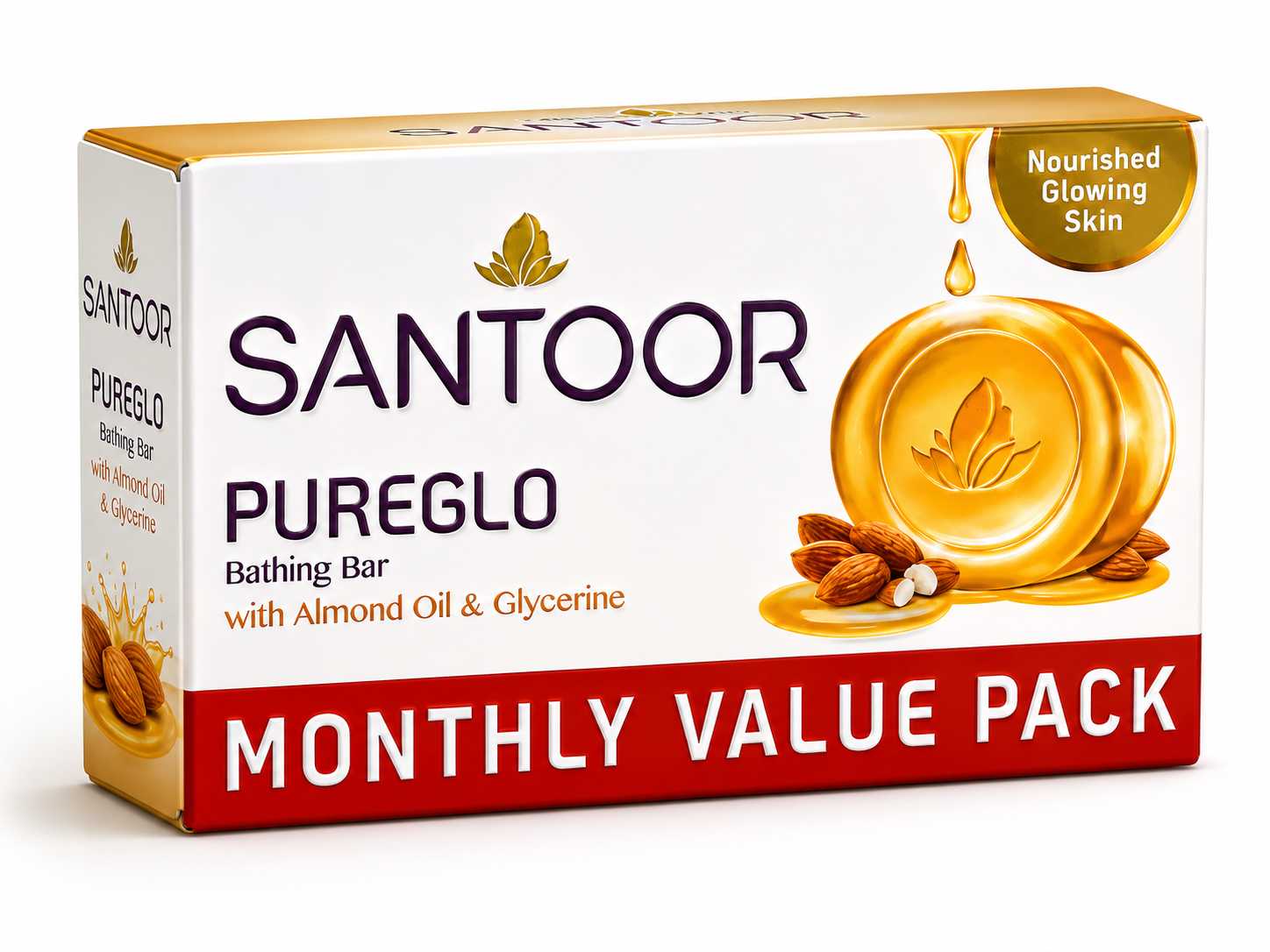 Santoor PureGlo Glycerine Soap 125g for 3