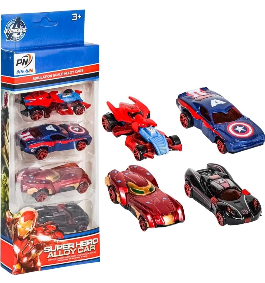 Metal Die Cast Car Set of 4 Toy Vehicle Play Set Free Wheel High, Small Racing for Exciting