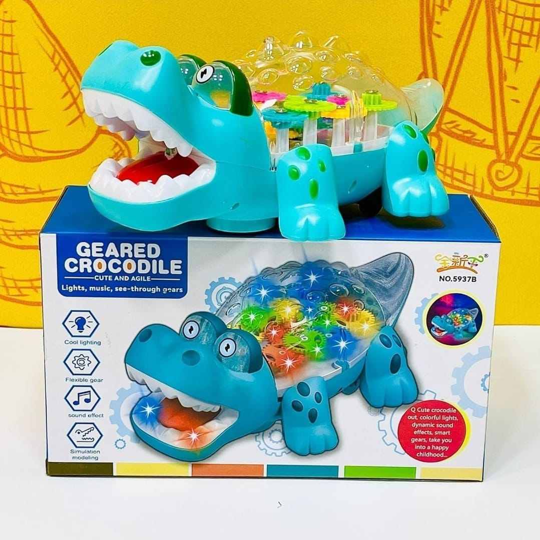 Musical Battery Operated Transparent Gear Crocodile Toy (Crocodile)