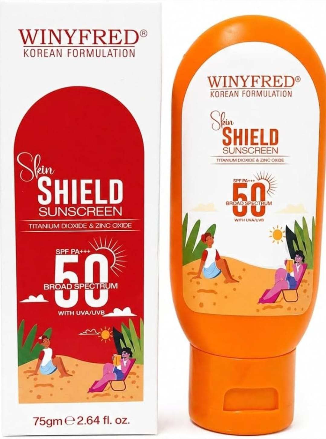 Skin Shield Sunscreen SPF 50 PA+++, Titanium Dioxide & Zinc Oxide KOREAN Formulation, 75gm