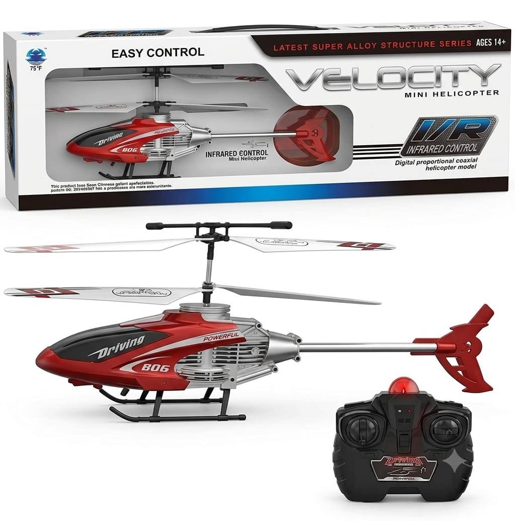 Mini RC Helicopter Toy, Infrared Control,with Light, 2D/2.5D Transmitter and Charging Cable